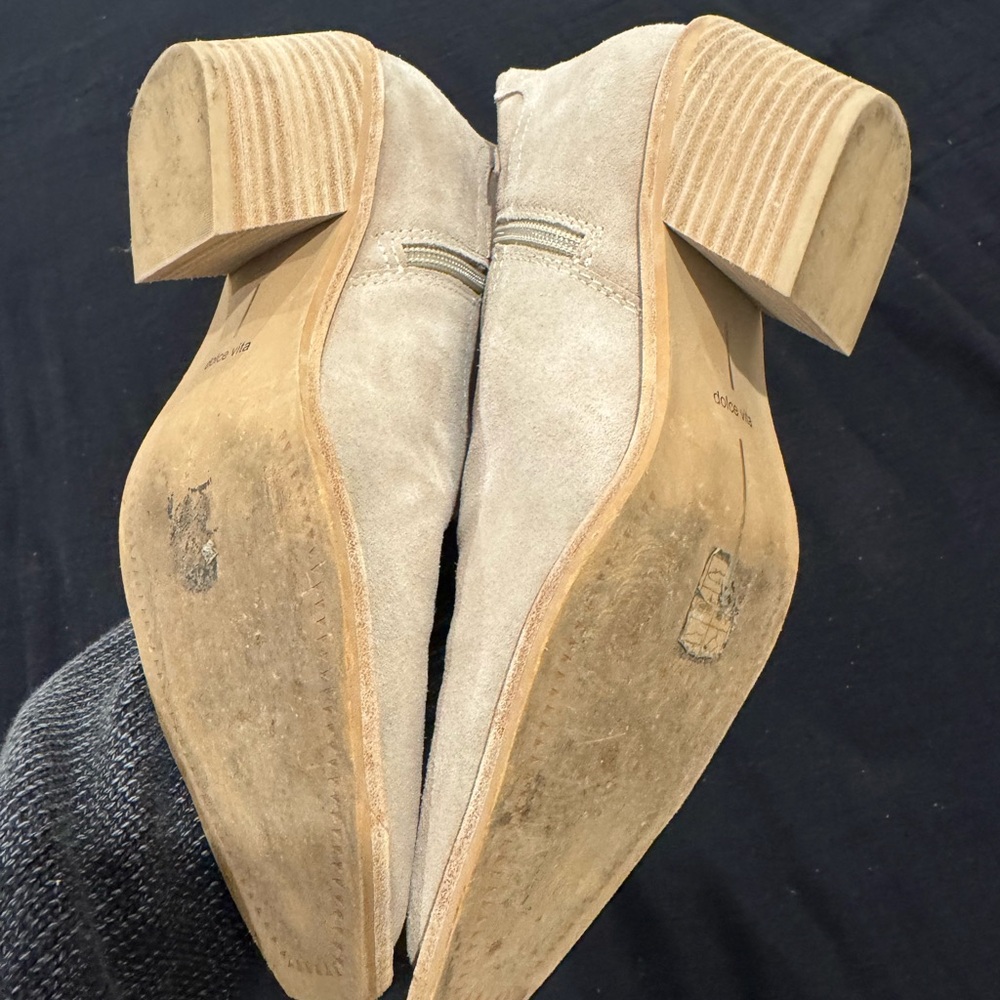 Dolce Vita Beige Embroidered Heeled Boots-see pic 4 details,angles&measurements - Picture 9 of 15